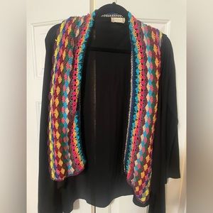 Altar’d State Black Cardigan with Crochet Detailing